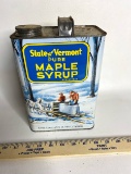 Vintage State of Vermont Pure Maple Syrup Advertisement Tin