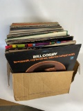 Box Lot of Vinyl Records Including Bill Cosby, Jaws Soundtrack, Jerry Clower, and Many More!