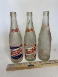 Lot of 3 Vintage Pepsi Cola Bottles