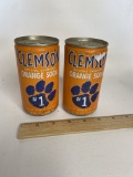 Lot of 2 Vintage Clemson’s Orange Soda Advertising Cans