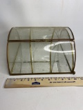 Vintage Glass Display Case with Brass Accent & Etched Flower Design