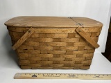 Vintage Split Oak Picnic Basket with Handles