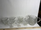 Whitehall Indiana Glass Pitcher & Various Stemware