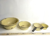 Yellow Vintage Enamel Ware Pots & Bowls