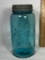 Large Vintage Blue Ball Special Mason Jar with Original Zinc Lid