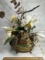 Beautiful Artificial Flower Arrangement in Hammered Brass Footed Pot with Double Handles