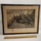 Antique G.F. Rotig Etching of Lion & Lioness with Raised Seal in Frame
