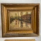 Antique Original Painting Signed F. Gillette of River Scene in Wooden Frame