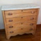 Nice 4 Drawer Chest w/ Marble Top & Carved Wooden Leaf Handles & Escutcheons