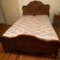 Antique Wooden Full Size Bed with Ornate Carvings