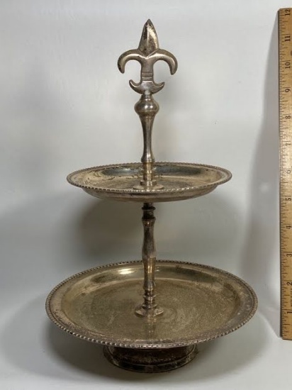 Heavy 2 Tier Silver Plated Serving Tray