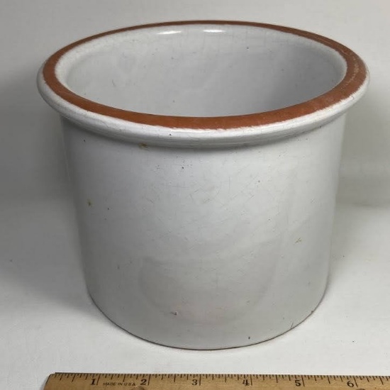 White Glazed Clay Crock