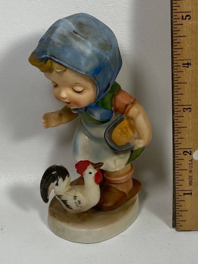 Vintage tiny girl with birds figurine porcelain