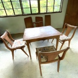 Mid-Century Pecan Refractory Table with 4 Chairs