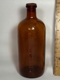 Vintage Brown Glass Medicine Bottle with Stopper