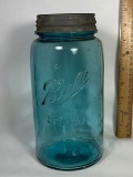 Large Vintage Blue Ball Special Mason Jar with Original Zinc Lid