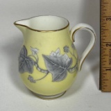 Gorgeous Wedgwood Bone China Lemon Yellow Creamer with Leaf Design & Gilt Accent