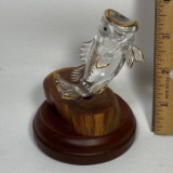 Glass Largemouth Bass on Wood Base by Glass Baron