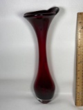 Pretty Ruby Glass Tall Vase Made in Sweden