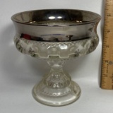 Vintage Glass Compote with Silver Plate Edge