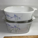 Pair of Floral Corning Ware Casserole Dishes with 1 Lid