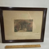 Wallace Nutting “The Coming Out of Rosa” Hand Colored Photo in Frame