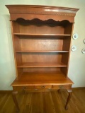 2 Piece Maple Hutch w/ Queen Anne Legs & Ball & Claw Feet, 3 Drawers & 3 Shelves