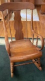 Impressive Antique Wooden Rocking Chair made in Princeville Ill.