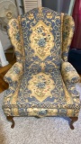 Vintage Wingback Chair with Floral Upholstery