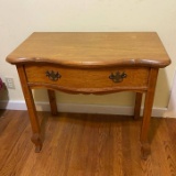 Antique Oak Curved Front Desk with Drawer