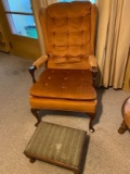 Copper Vintage Wingback Chair with Footstool