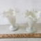 Pair Of Fenton White Ruffled Vases