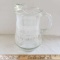 Vintage Glass Pitcher with Ice Lip and White Design