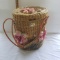 Vintage Woven Basket with Pink Lining