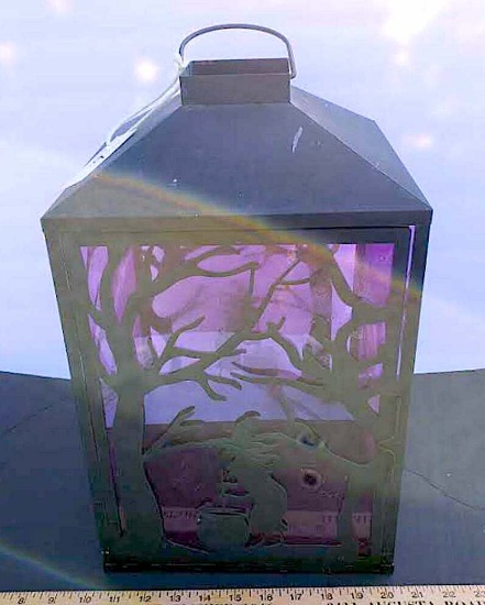 Metal Halloween Lantern with Purple Tint Film