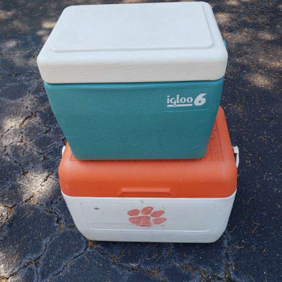 Lot of 2 Coolers, Teal Igloo 6 and Gott Clemson