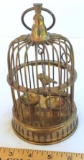 Vintage Brass Bird Cage with Bird