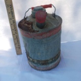 Vintage Metal Gas Can With Red Handle and Trim