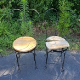 Pair of Vintage Black Wrought Iron Ice Cream Parlor Chairs