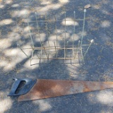 Vintage Magazine Rack and Saw