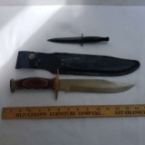 Vintage Stainless Steel Blade Bowie Knife and Mini Dagger