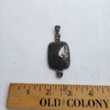 Large Beautiful Iridescent Stone Pendant with Sterling Silver Casing