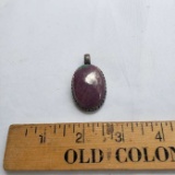 Green and Purple Stone Pendant with Sterling Silver Casing