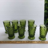 Lot of 8 Vintage Whitehall Avocado Footed Glasses