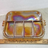 Amber Carnival Glass Divided Tray