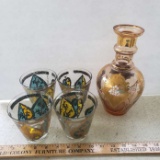 Vintage Decanter Made in Germany and 4 Glasses Georges Briard