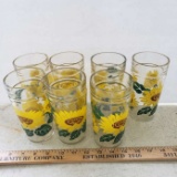 Lot of 7 Vintage Sunflower Drinking Glasses