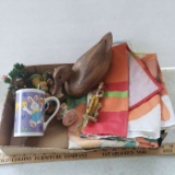 Box Lot of Easter Décor and Fall Flags