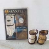 New Maxfli 2 Pk Golf Gloves and 2 Ceramic Gold Bag Pen Holders