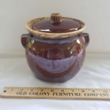 Vintage Hull Brown Glaze Bean Pot w/ Lid